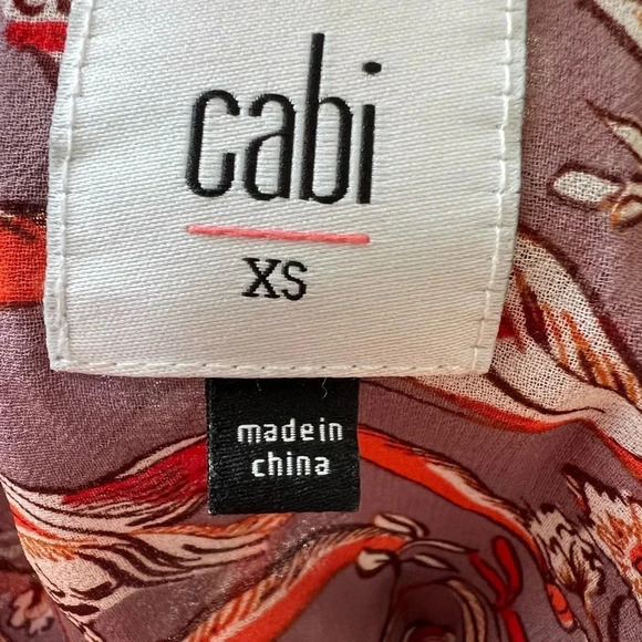 CAbi #3611 Mauve Purple Good Luck Bird Print Sleeveless Blouse sz XS - Picture 11 of 13